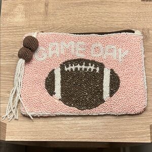 Pink Beaded Game Day Clutch